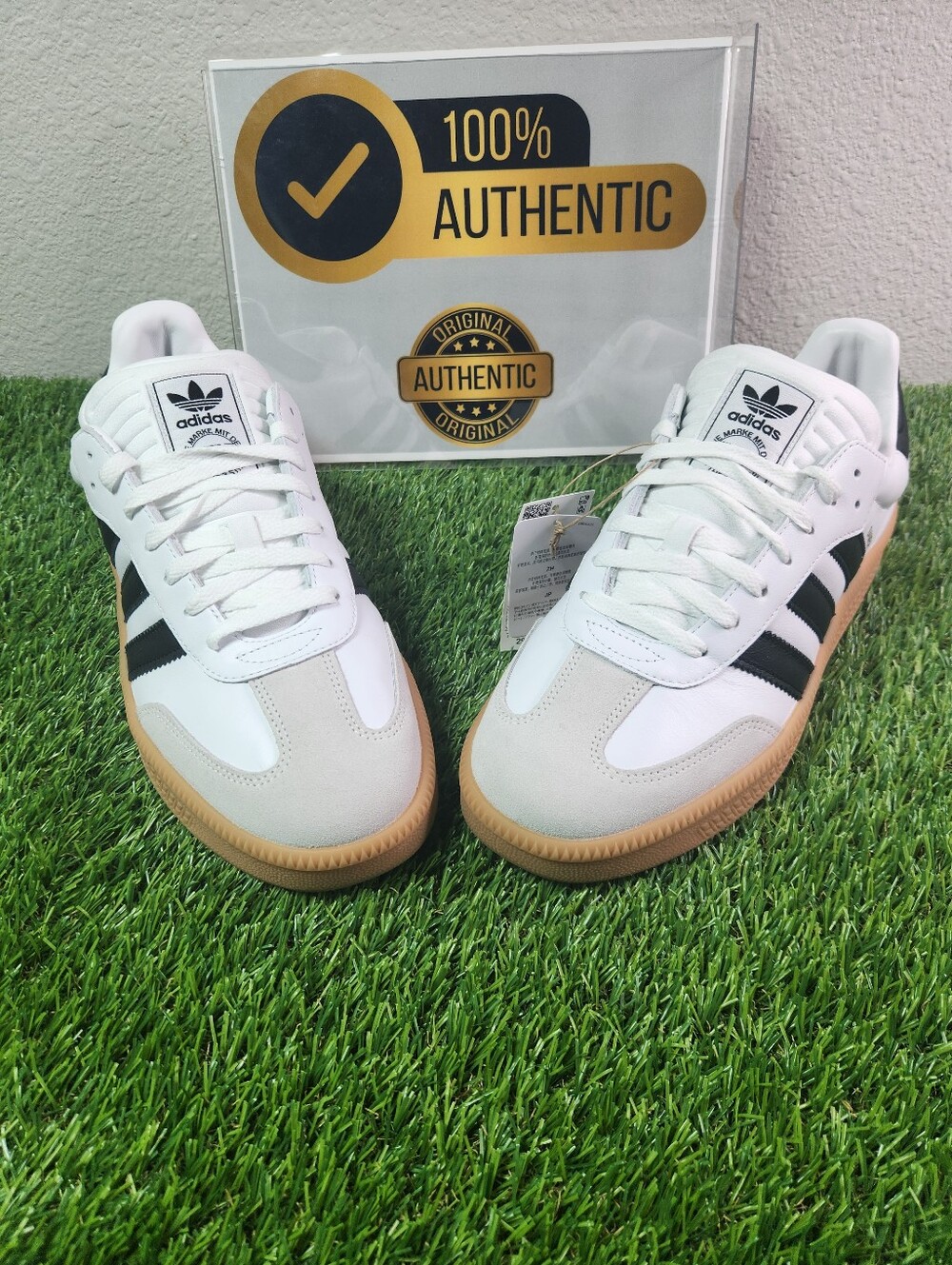 adidas® Women's 12.5 (Men's 11.5) Samba XLG Shoes in Cloud White/Core Black/Gum - Picture 2 of 9